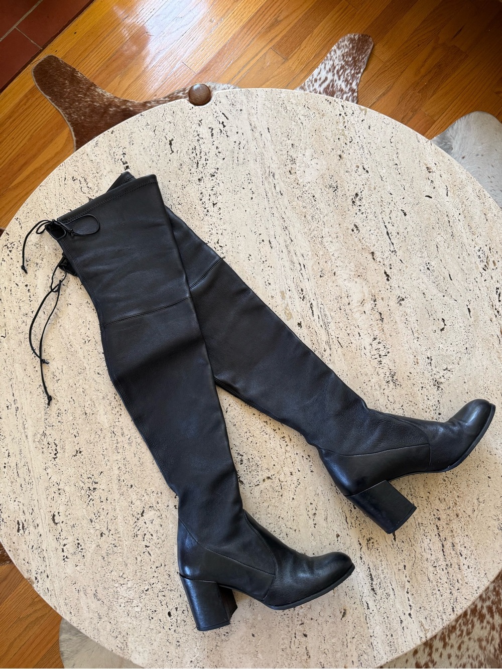 Stuart Weitzman Black Leather Over the Knee Thigh High Boots Size 9